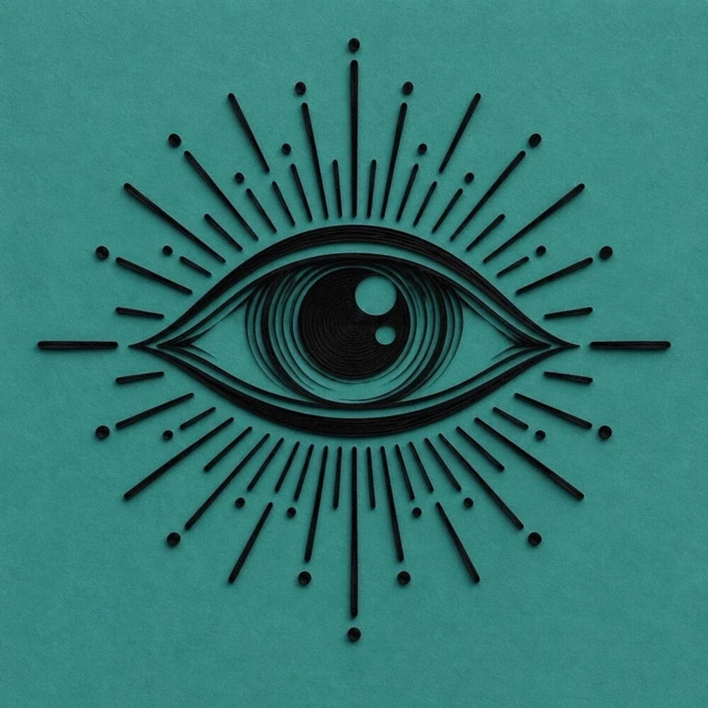 8x8 Framed Minimal Evil Eye Wall Art